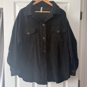 Zenana Outfitters Black Corduroy Utility Jacket